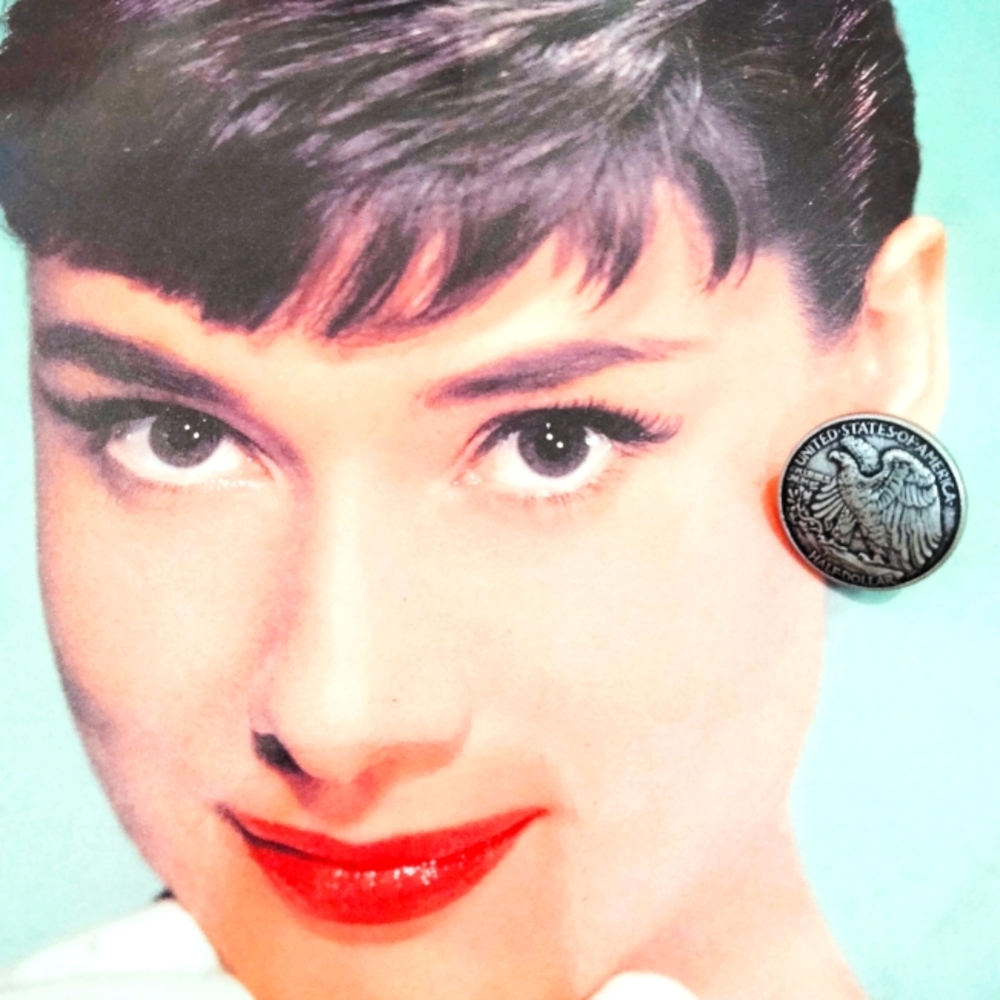 Upcycled US half-dollar coin earrings